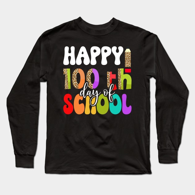 Cute 100th Day Of School 100 Days Leopard Rainbow Boys Girls Long Sleeve T-Shirt by uglygiftideas